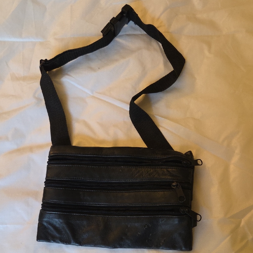 Men's Black Belt Bag with Adjustable Strap